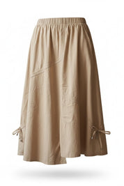 Flared Poplin Skirt Asymmetrical Hem Style