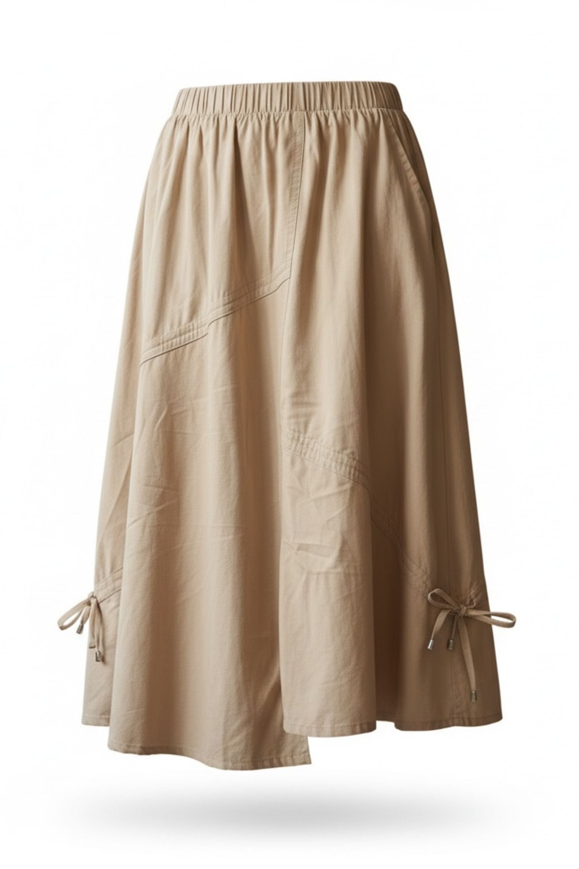 Flared Poplin Skirt Asymmetrical Hem Style