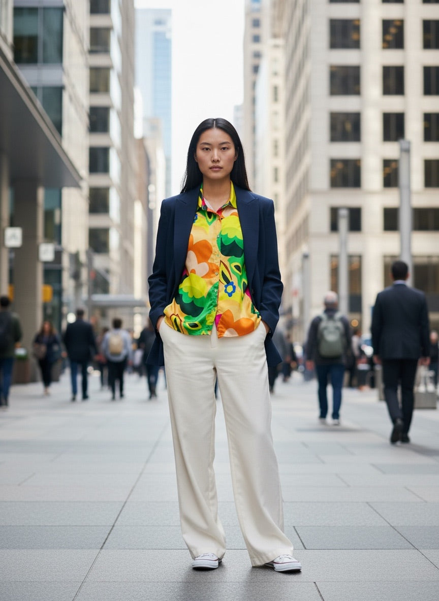 Floral Print Satin Blouse