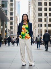 Floral Print Satin Blouse