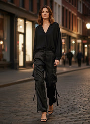 Satin Cargo Pants
