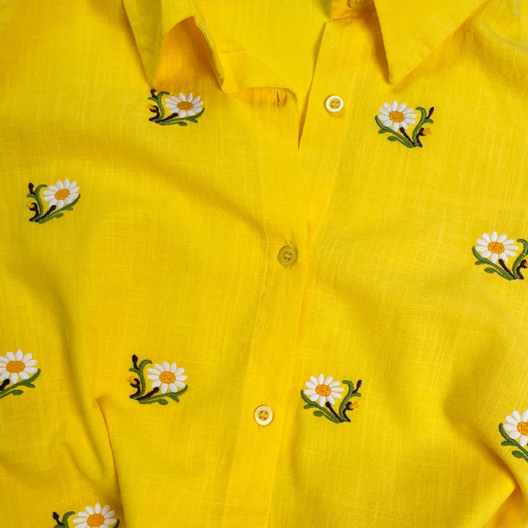 Daisy Embroidery Cotton Blouse